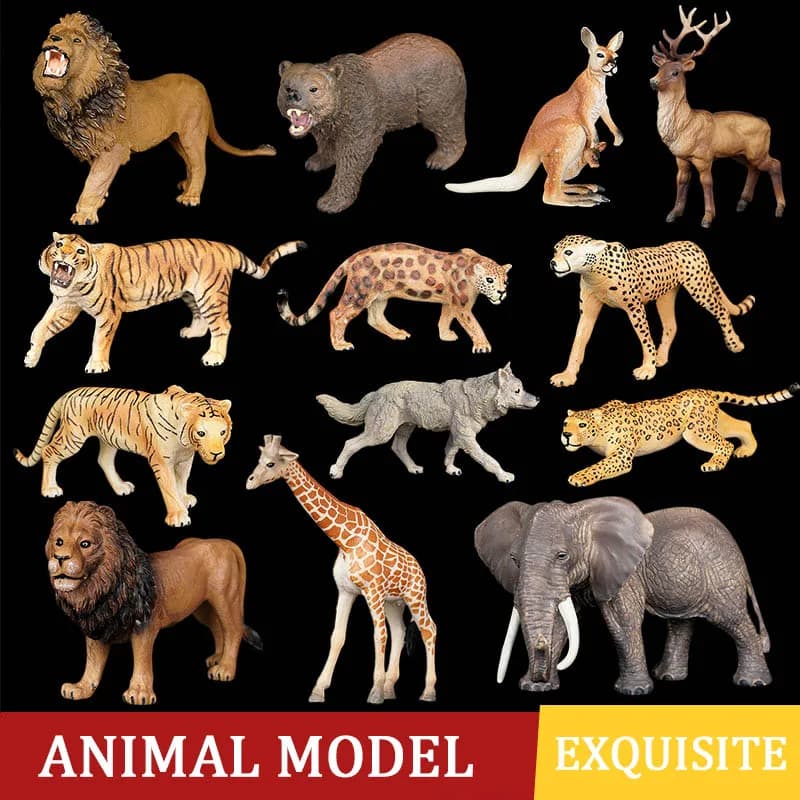 Simulation Wild Animal Elephant Lion Graffe Brown Bear Action Figures Wildlife Sika Deer Hippo Zebra Crocodile Figurines Kid Toy — view 2