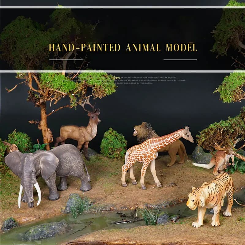 Simulation Wild Animal Elephant Lion Graffe Brown Bear Action Figures Wildlife Sika Deer Hippo Zebra Crocodile Figurines Kid Toy — view 3