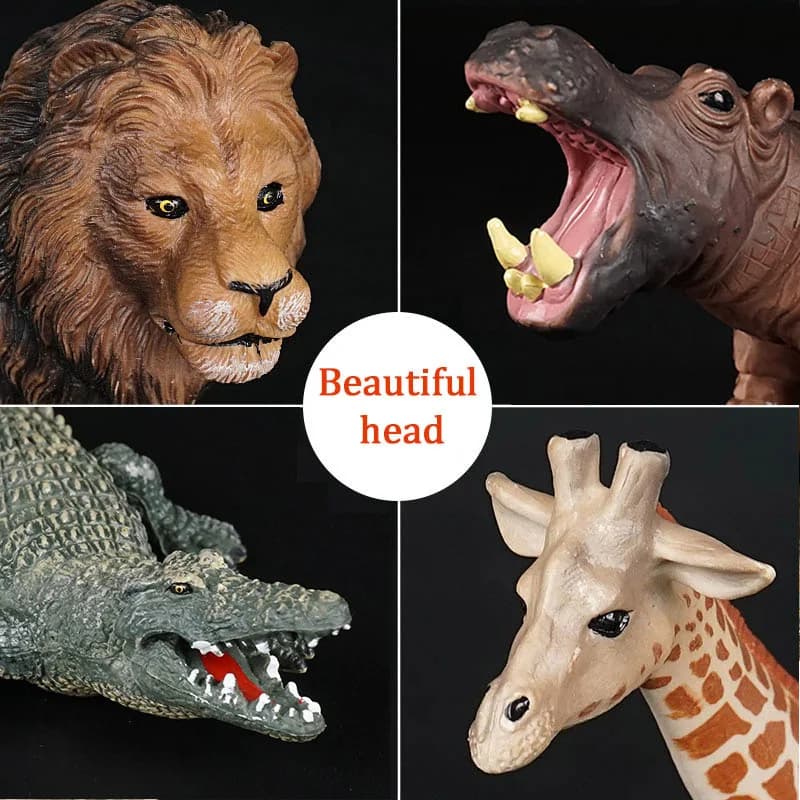 Simulation Wild Animal Elephant Lion Graffe Brown Bear Action Figures Wildlife Sika Deer Hippo Zebra Crocodile Figurines Kid Toy — view 5