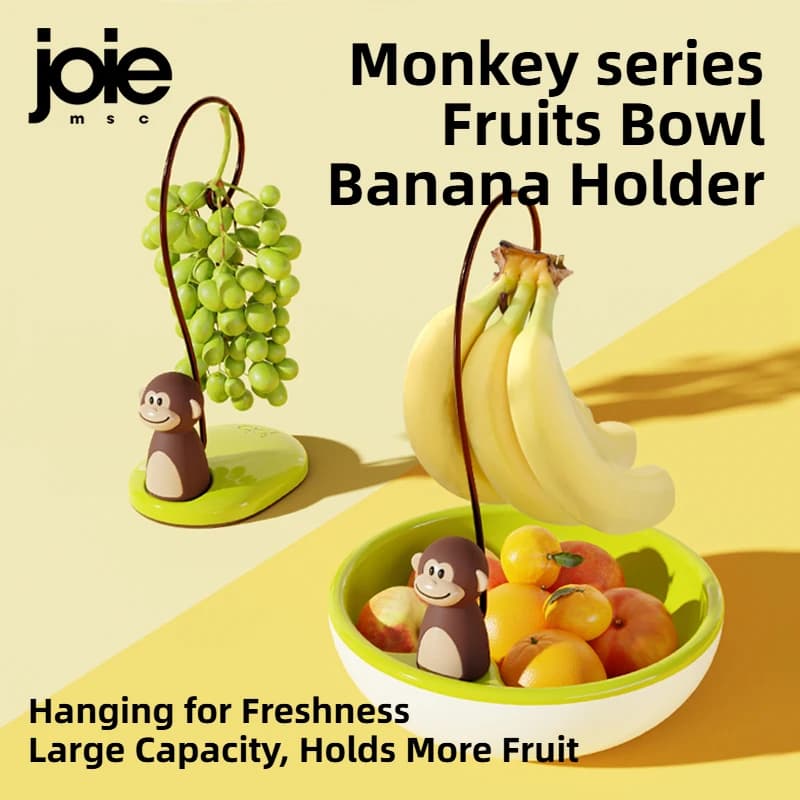 Joie Monkey Series Banana hanger Banana Holder Bowl  Fruit Basket BPA Free Fruit Bowl Plate Kitchen Storage Rack Organizer — view 2