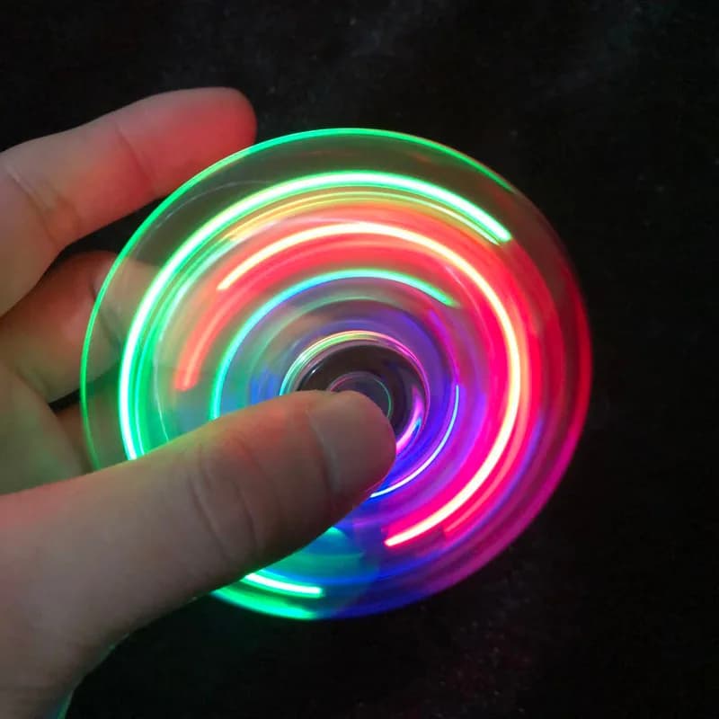 Crystal Luminous LED Light Fidget Spinner Hand Top Spinners Glow in Dark EDC Stress Relief Toys Kinetic Gyroscope for Children — view 2
