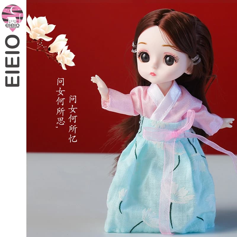 Girls Dress Style 16cm Doll 1/12 Bjd Dolls For Girls Dress Ancient Costume Clothes Kawaii Soft Interactive Toys Children Gift — view 5