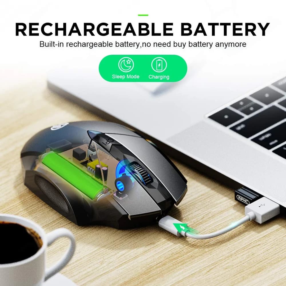 Bluetooth Compatible Mouse Rechargeable 2.4G INPHIC PM6 Wireless Mouse Office Mute Support PC Laptop Tablet Smartphone Universal — view 3