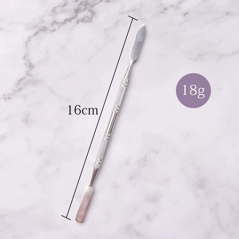NEW style Stainless steel Cuticle Pusher Nail Art Stirring Polish Powder Blend Spatulas Tone Rods Manicure Remover Makeup Tools — view 3