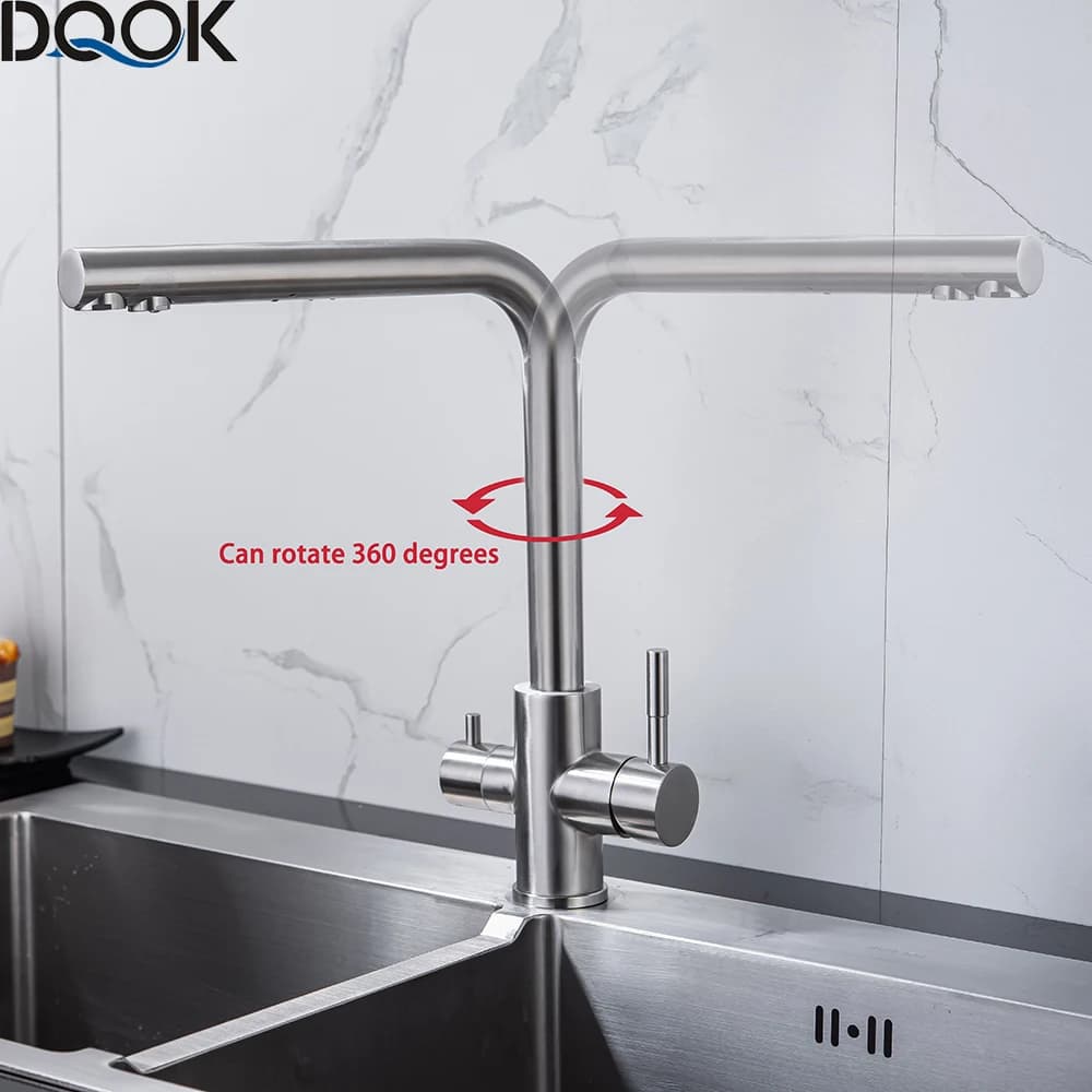 DQOK Drinking Filtered Water Kitchen Faucet Purification Tap Dual Handle Faucet Kitchen Sink Tap — view 3