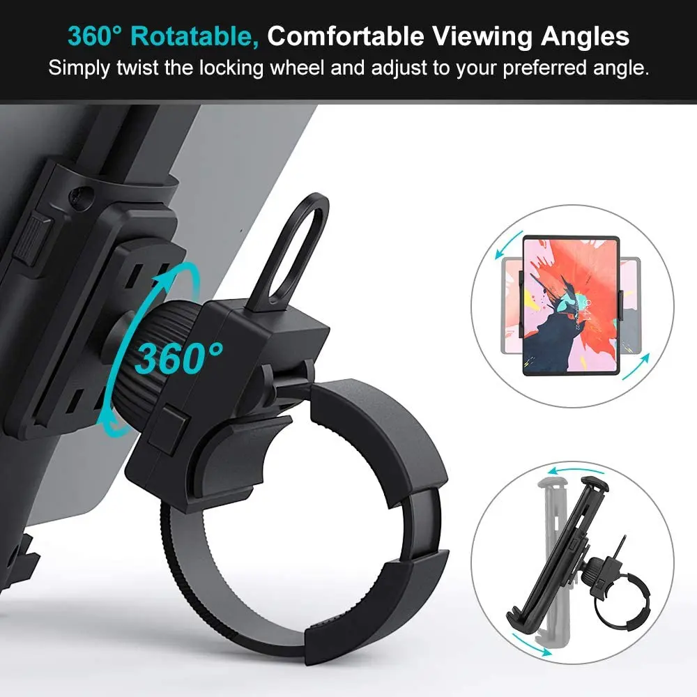 Universal Bike Treadmill Holder Stand for iPad Air 4 Pro Indoor Gym Handlebar Tablet Mount Holder for 4 to 11 inch Mobile Device — view 5