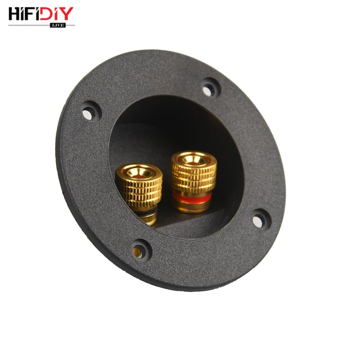 HIFIDIY LIVE Square circle (Install Hole 49-76) speaker junction Box  Terminal Shell 2 copper Binding Post Wire Cable Connector — view 2