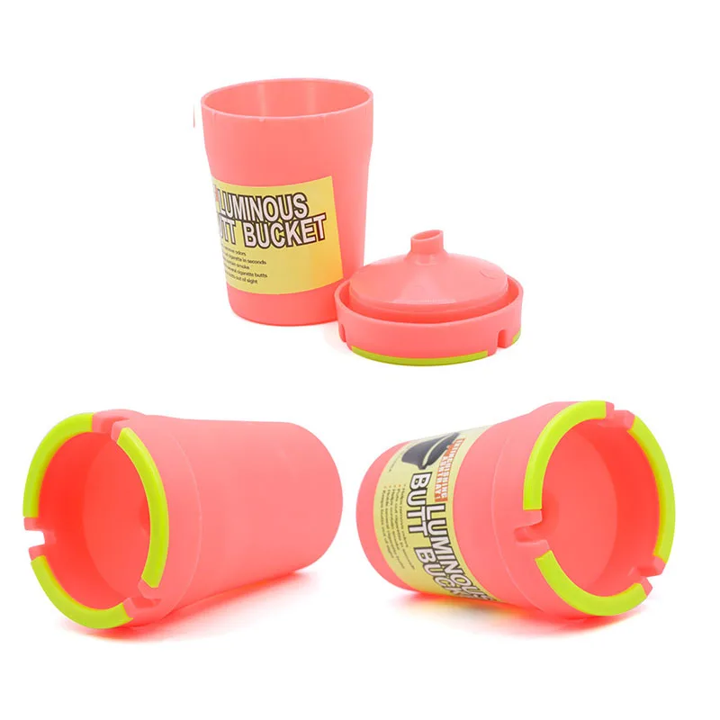 luminous butt bucket auto-Ashtray plastic Multifunctional portable durable fashionable car outdoor double layer Cigarette Smoke — view 6
