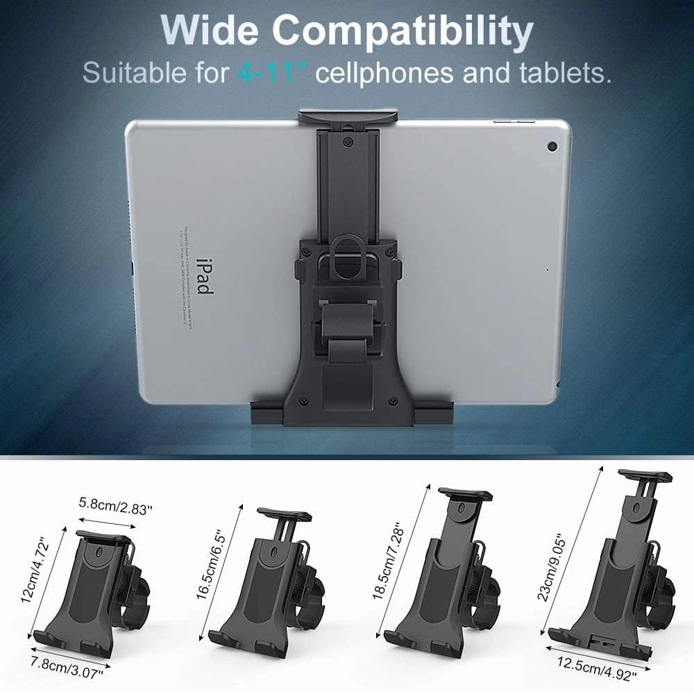Universal Bike Treadmill Holder Stand for iPad Air 4 Pro Indoor Gym Handlebar Tablet Mount Holder for 4 to 11 inch Mobile Device — view 3