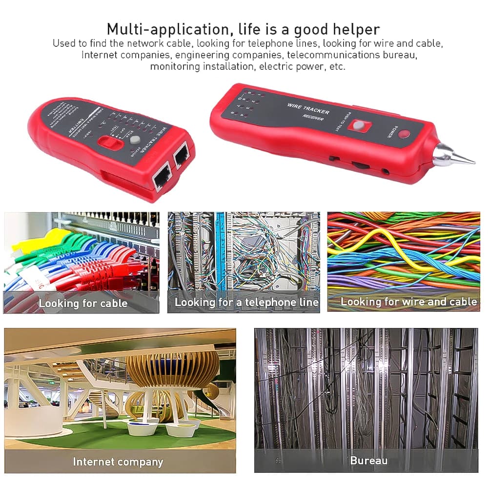kebidumei Ethernet LAN Network Cable Tester RJ11 RJ45 Cat5 Cat6 Telephone Wire Tracker Tracer Toner  Detector Line Finder — view 6