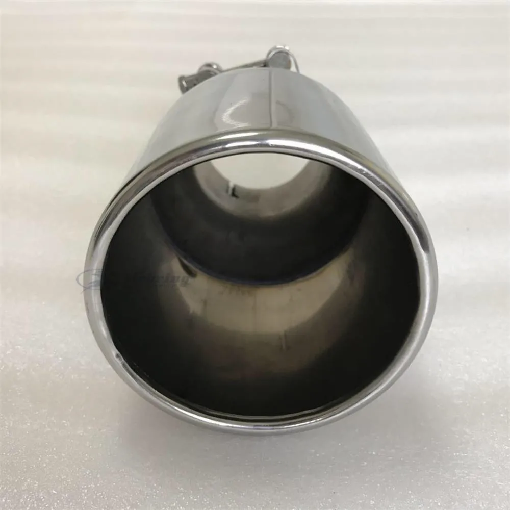 Stainless steel Single The flat edge universal  muffler tail throat Car modification Exhaust pipe ajax 2022 2023 h7 androidauto — view 5