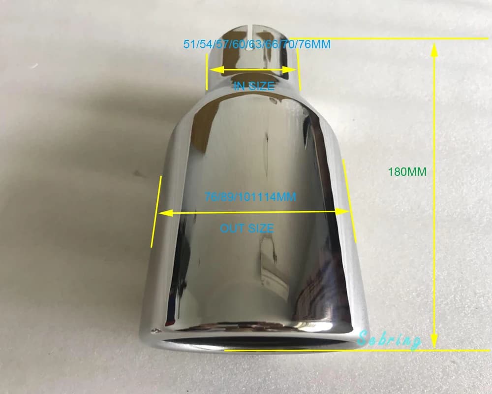 Stainless steel Single The flat edge universal  muffler tail throat Car modification Exhaust pipe ajax 2022 2023 h7 androidauto — view 3