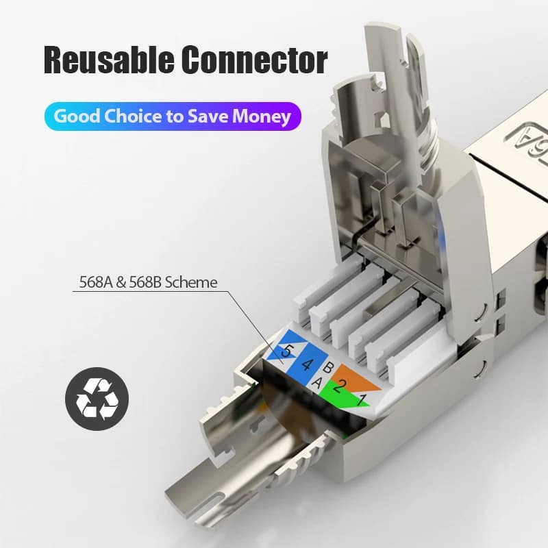 ZoeRax Cat6A Cat7 Cable Extender Junction Adapter Connection Box RJ45 Lan Cable Extension Connector Full Shielded Toolless — view 5
