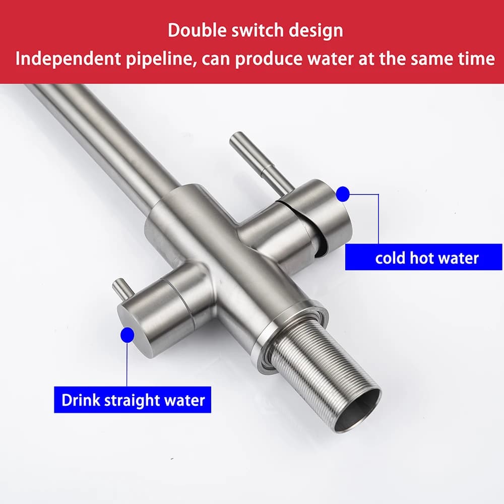 DQOK Drinking Filtered Water Kitchen Faucet Purification Tap Dual Handle Faucet Kitchen Sink Tap — view 4