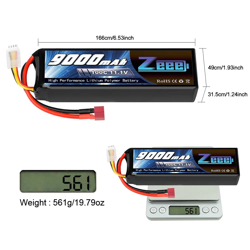 Zeee 3S 9000mAh Lipo Battery 11.1V 100C Deans Connector with Metal Plates for RC Car Truck Buggy Tank RC Hobby Models RC Parts — view 4