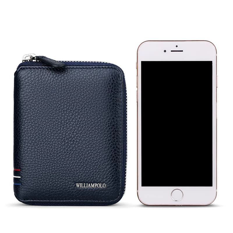 Leather Vertical Women's purse casual zipper short card holder multi functional men's portable zero wallet — view 5