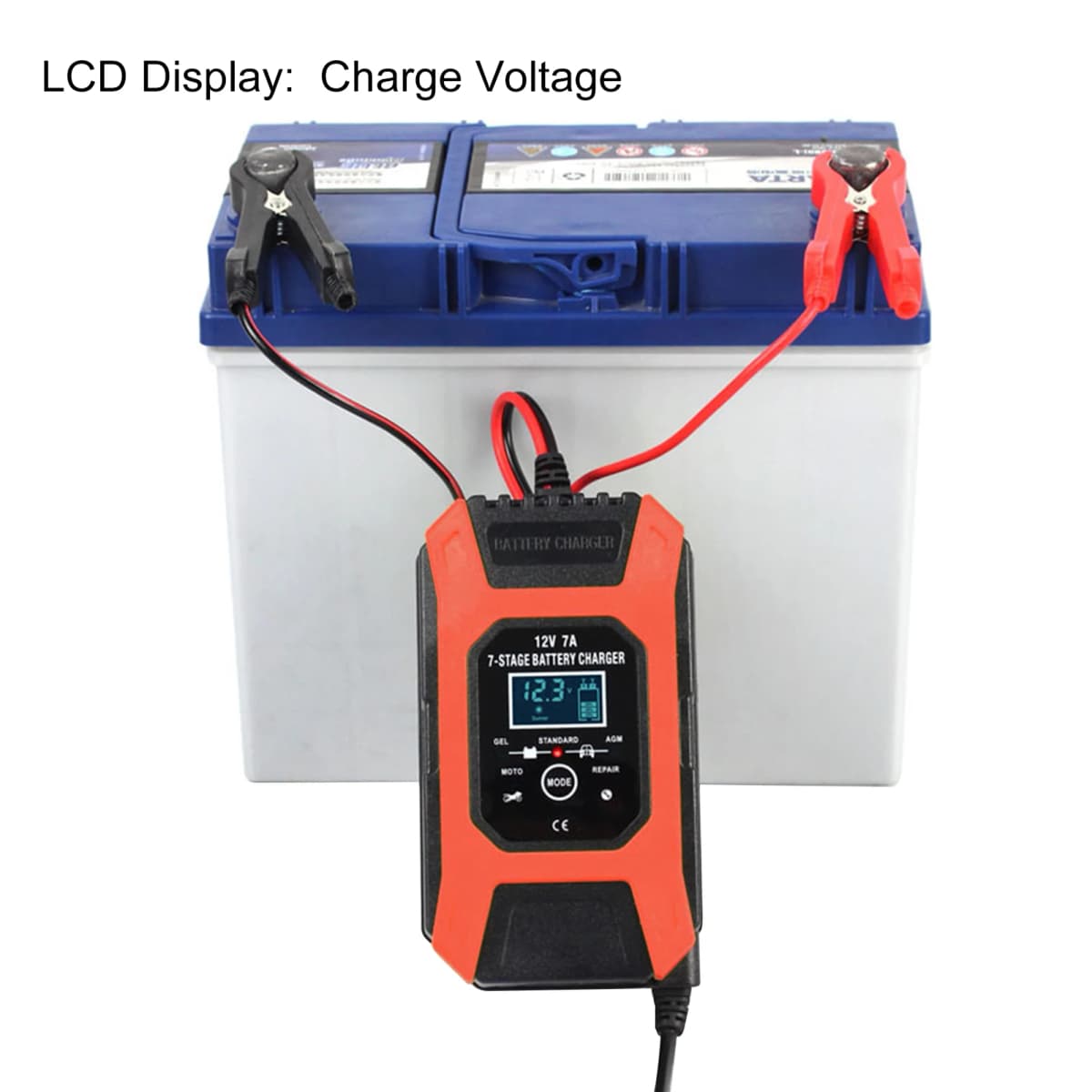 12V 7A 7-level Car And Motorcycle Car Battery ChargerCPU Processor Control Fast Battery Charger Battery Maintainer — view 4