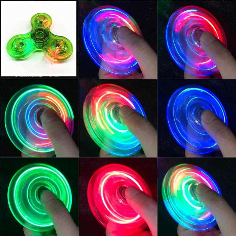 Crystal Luminous LED Light Fidget Spinner Hand Top Spinners Glow in Dark EDC Stress Relief Toys Kinetic Gyroscope for Children — view 5