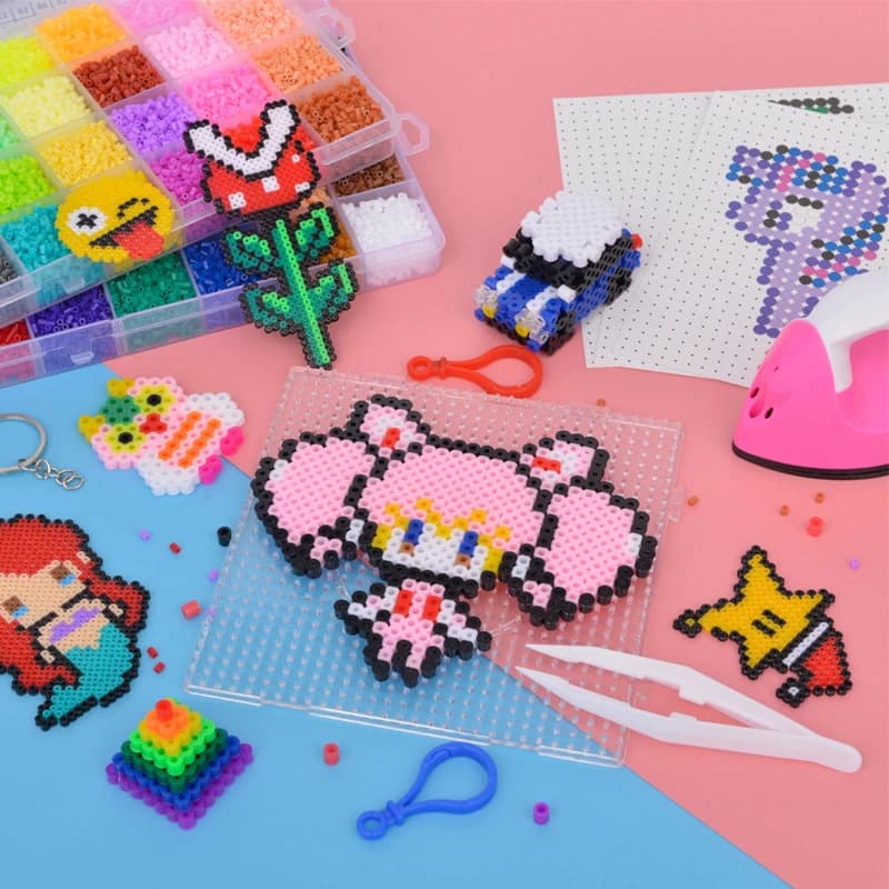 24/72 colors box set hama beads toy 2.6/5mm perler educational Kids 3D puzzles diy toys fuse beads pegboard sheets ironing paper — view 5