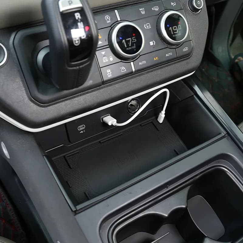 NEW!!!Black ABS For Land Rover Defender 90 110 2020-2024 Car Styling ABS Black Car Central Storage Box Phone Box Car Accessories — view 4