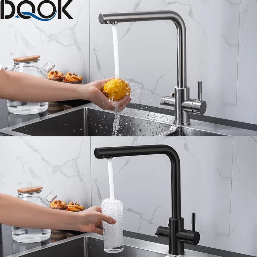 DQOK Drinking Filtered Water Kitchen Faucet Purification Tap Dual Handle Faucet Kitchen Sink Tap — view 2