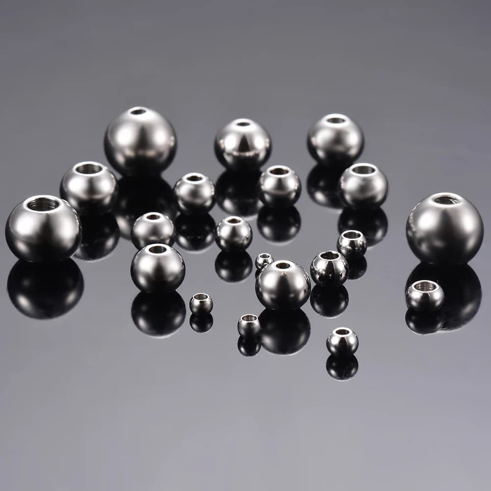 50Pcs Silver Color Round Stainless Steel Spacer Beads Loose Ball with Hole Charm Bracelets DIY for Jewelry Making 2.5-10mm — view 2