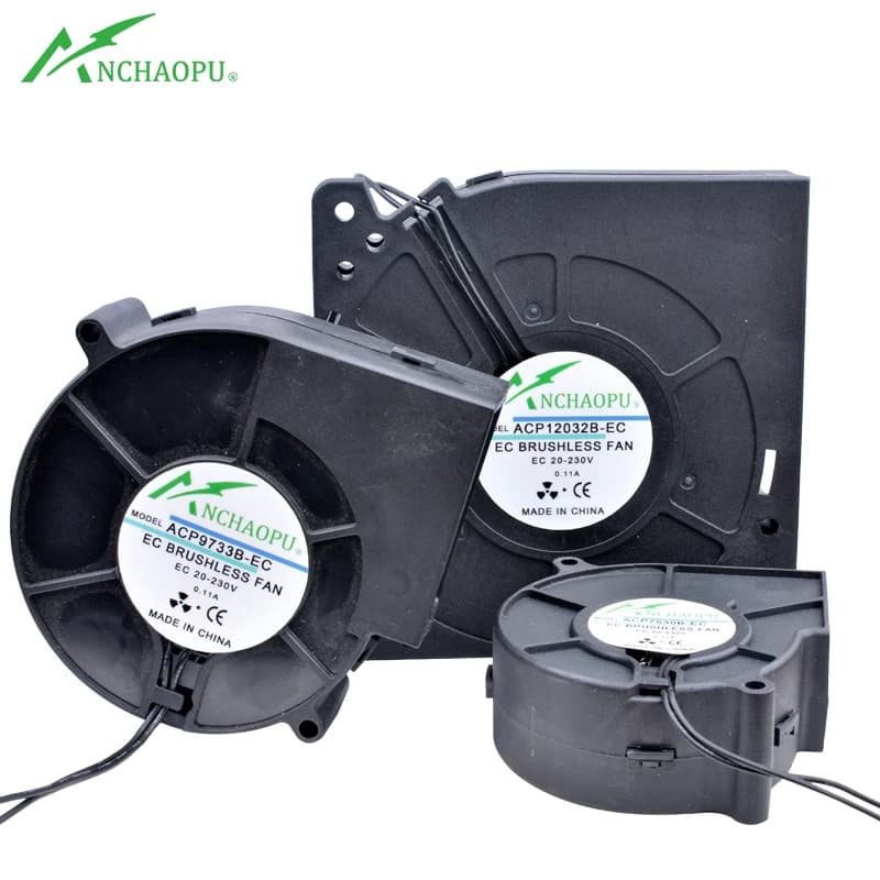75mm 97mm 120mm Blower Fan EC Brushless Turbo Fan Cooling Fan DC20V AC110V 120V 220V 240V Ball Bearing for Cabinets