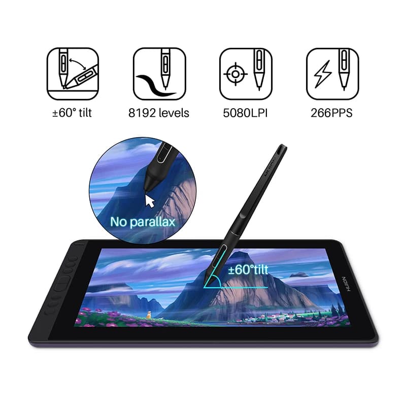 Huion 13 Inch Graphics Tablet Kamvas 13 with Screen Pen Display Tilt Function Battery-Free Stylus for Remote Working Drawing — view 2
