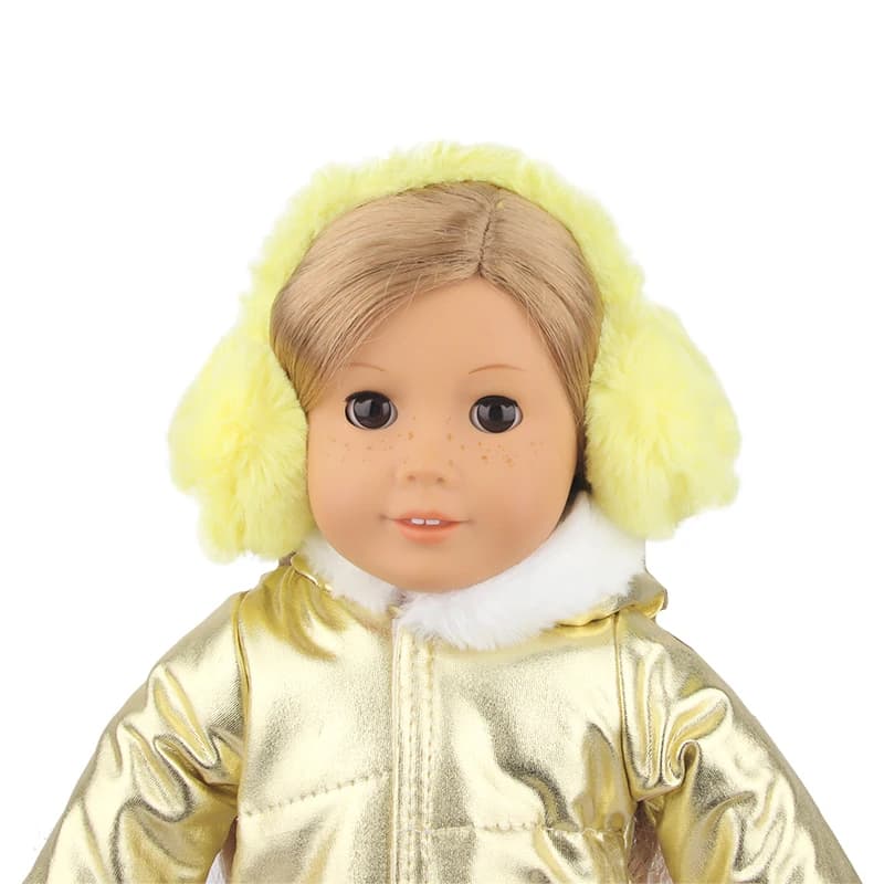 Cute Doll Accessories 18Inch American Doll Hanging  Ear Covering Yellow Cartoon Smile Face Winter Clothes For 43cm New Born Doll — view 3
