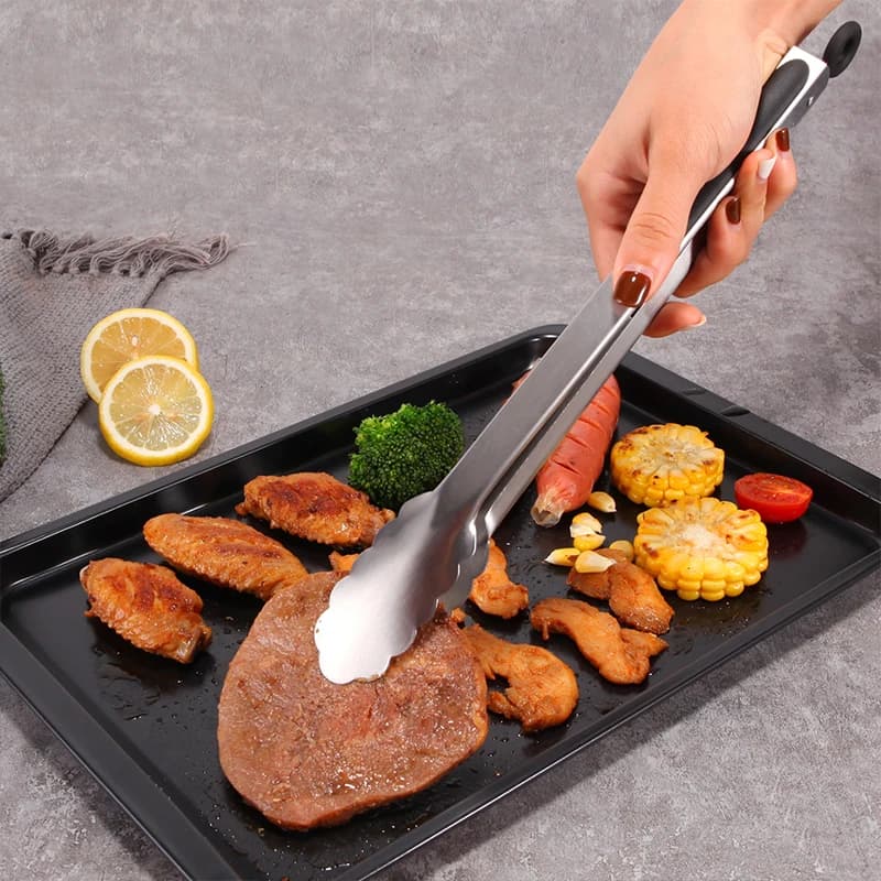 9/12/16 Inch Long Bbq Tongs Non-Slip Handle Stainless Steel Fried Barbecue Clip Salad Bread Clamp Kitchen Tools Meat Food Clip — view 2