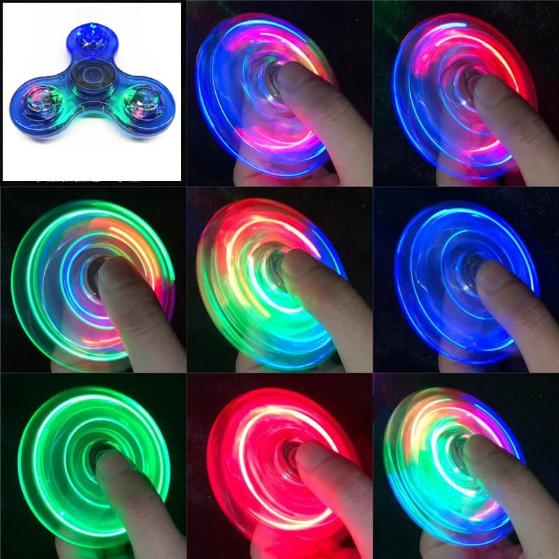 Crystal Luminous LED Light Fidget Spinner Hand Top Spinners Glow in Dark EDC Stress Relief Toys Kinetic Gyroscope for Children — view 6