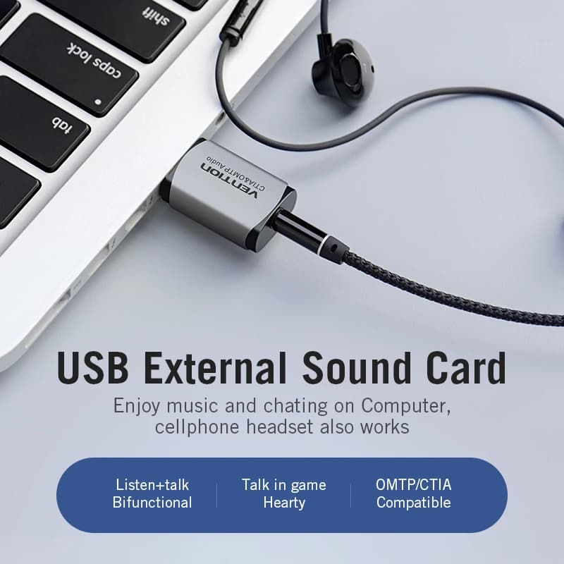 Vention Sound Card USB Audio Interface External Sound card USB Adapter 3.5mm For Laptop Speaker PS4 Earphone USB Mic SoundCard — view 2