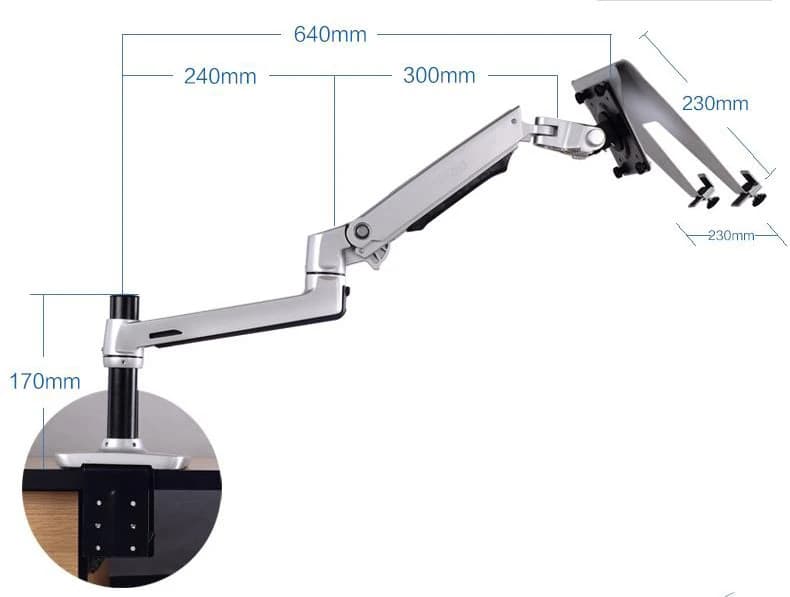 V62CT/XSJ8012CT Aluminum Alloy Desktop Mount Dual 17-27 inch Monitor Support 17inch Laptop Holder Mechanical Spring Arm Notebook — view 4