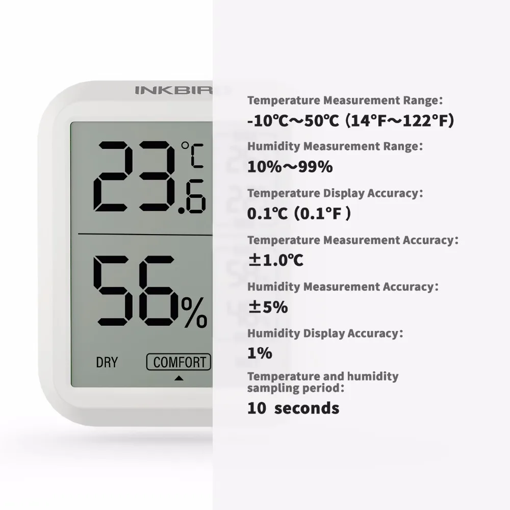 INKBIRD ITH-20 Digital Electronic Thermometer Hygrometer Multiple Uses for Temperature Humidity Meter Alarm Weather Air Quality — view 4