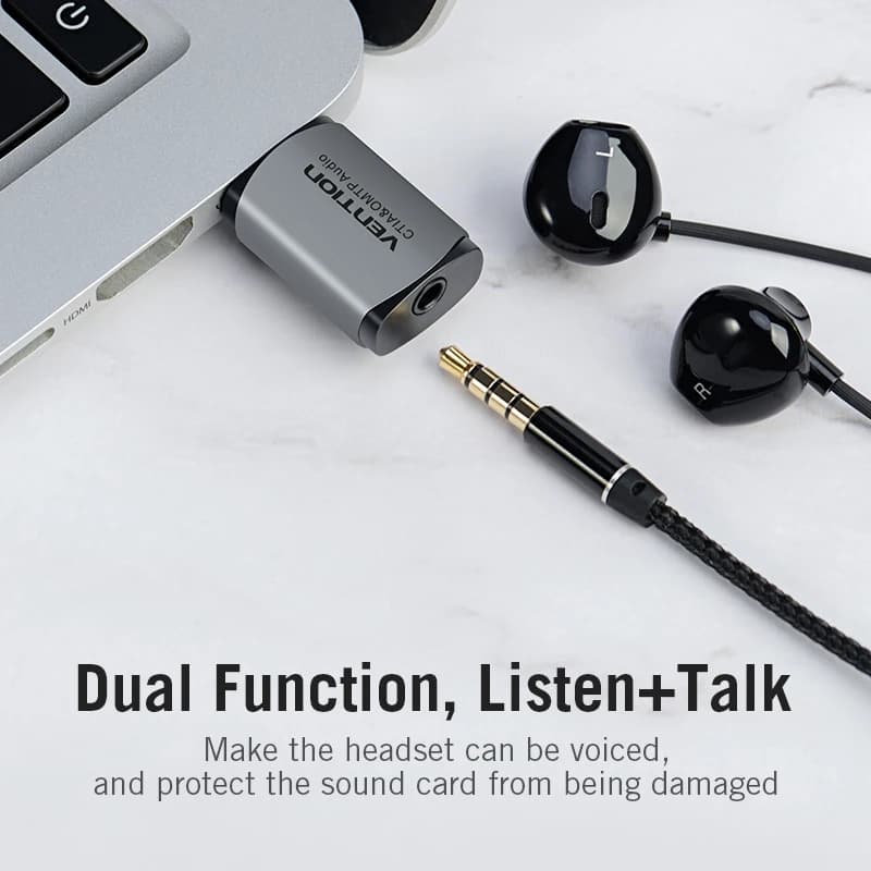 Vention Sound Card USB Audio Interface External Sound card USB Adapter 3.5mm For Laptop Speaker PS4 Earphone USB Mic SoundCard — view 3