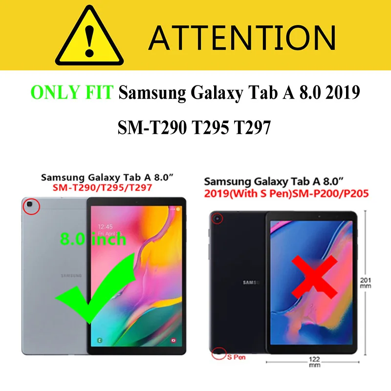For Samsung Galaxy Tab A 8 inch 2019 Tablet Cover For SM-T290 T295 T297 Protective Stand Holder Shell Folding PU Leather Case — view 2