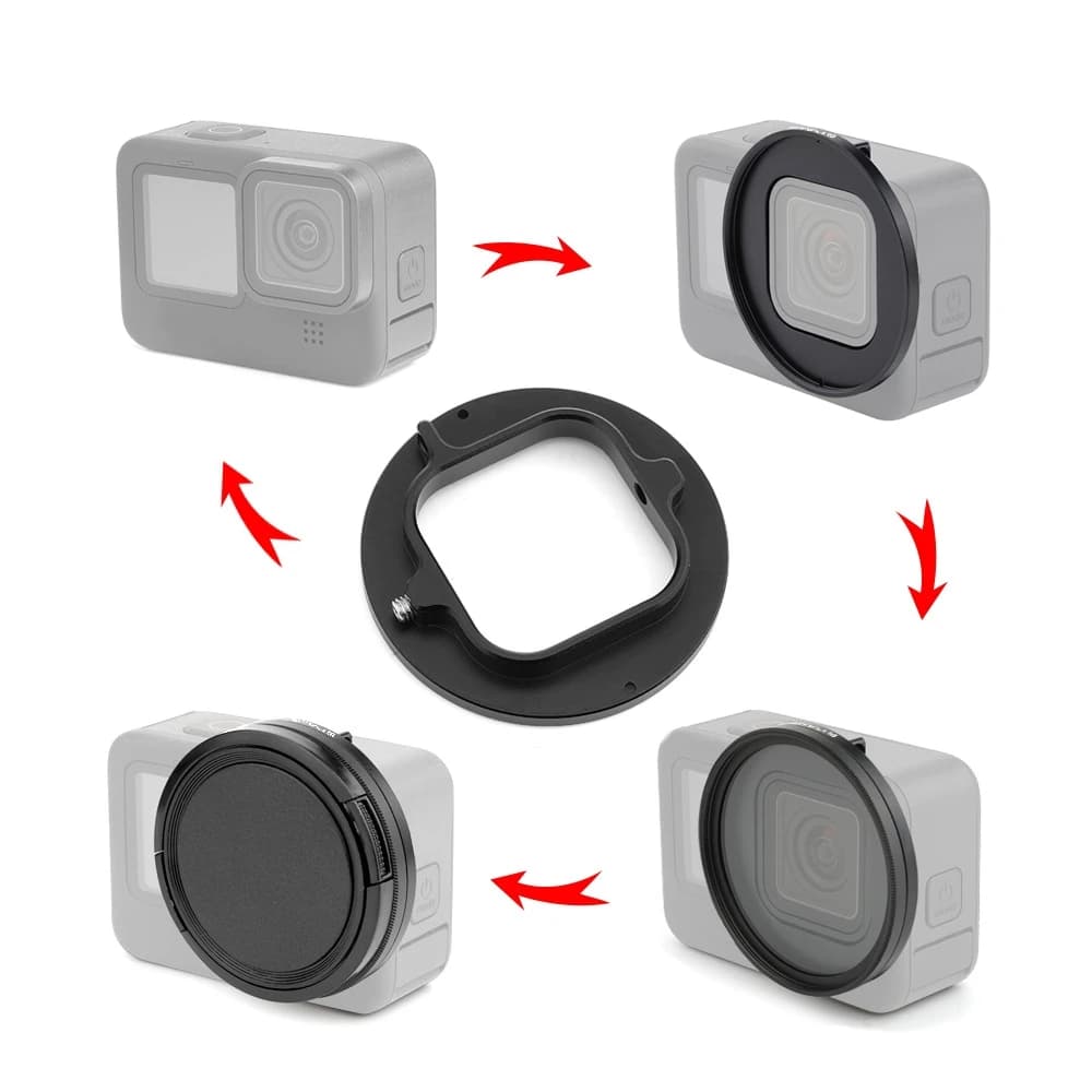 PULUZ 52mm UV Lens Filter Adapter Ring for GoPro HERO12 Black Hero11 Black HERO10 9 Black Camera Photography UV Filter Lens Cap — view 3