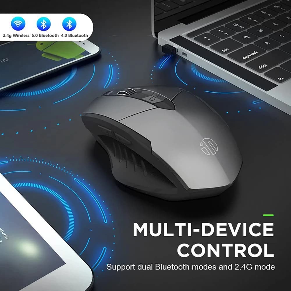 Bluetooth Compatible Mouse Rechargeable 2.4G INPHIC PM6 Wireless Mouse Office Mute Support PC Laptop Tablet Smartphone Universal — view 5