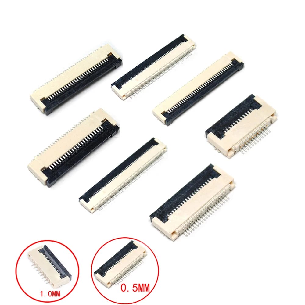 10pcs 0.5mm/1mm Pitch Under Clamshell Socket FPC FFC Flat Cable Connector 4P 5P 6P 8P 10P 12P 14P 16P 20P 22P 24P 30P 34P — view 2