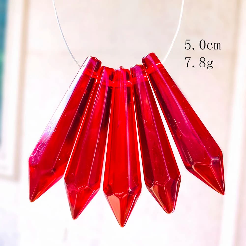 5PCS Crystal Pointed Beads Chandelier Crystals Lamp Prisms Icicle Glass Bead Suncatcher for Windows Decor DIY Hanging Pendant — view 5