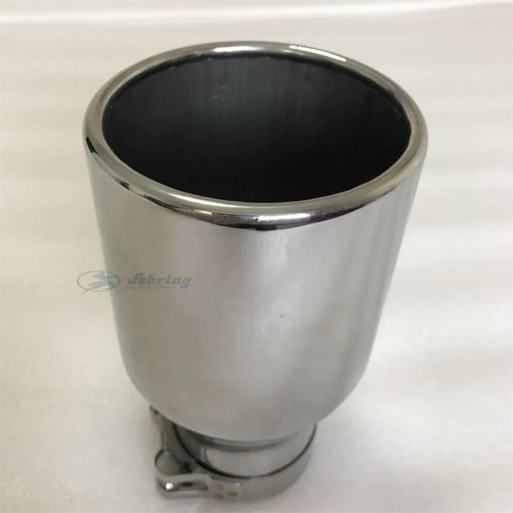 Stainless steel Single The flat edge universal  muffler tail throat Car modification Exhaust pipe ajax 2022 2023 h7 androidauto — view 4