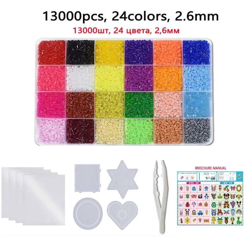 24/72 colors box set hama beads toy 2.6/5mm perler educational Kids 3D puzzles diy toys fuse beads pegboard sheets ironing paper — view 2