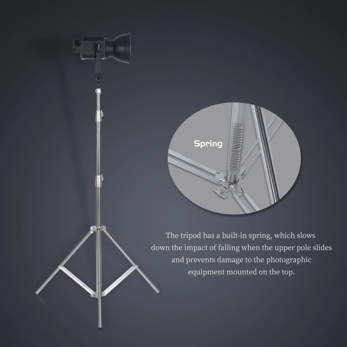 290cm Air Pressure Tripod Bearing 10kg for Camera Stainless Steel Light Stand For Ring Light Live Youtube and Photography Soft — view 5