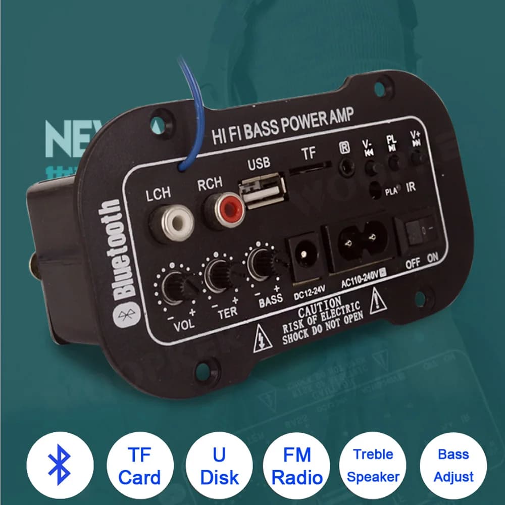 Woopker Digital Amplifier Decoder Board 25-30W Bluetooth Audio Amplifier DIY USB FM Radio TF Player Subwoofer 110V 220V — view 3