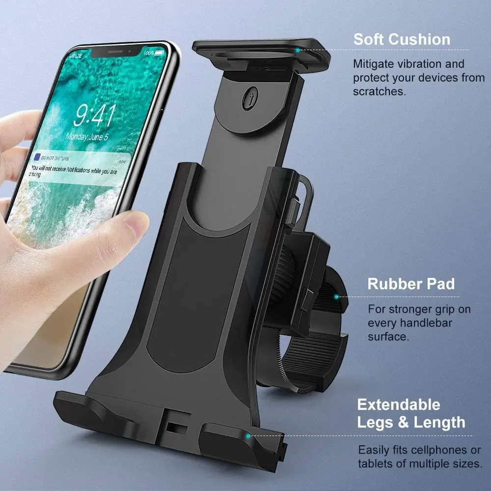 Universal Bike Treadmill Holder Stand for iPad Air 4 Pro Indoor Gym Handlebar Tablet Mount Holder for 4 to 11 inch Mobile Device — view 4