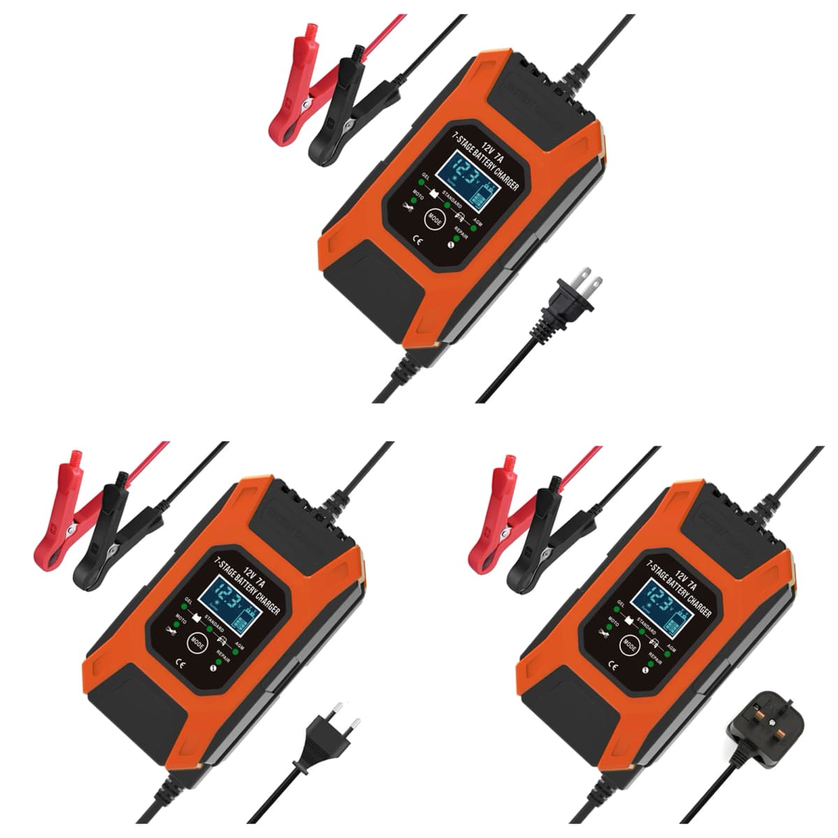 12V 7A 7-level Car And Motorcycle Car Battery ChargerCPU Processor Control Fast Battery Charger Battery Maintainer — view 5