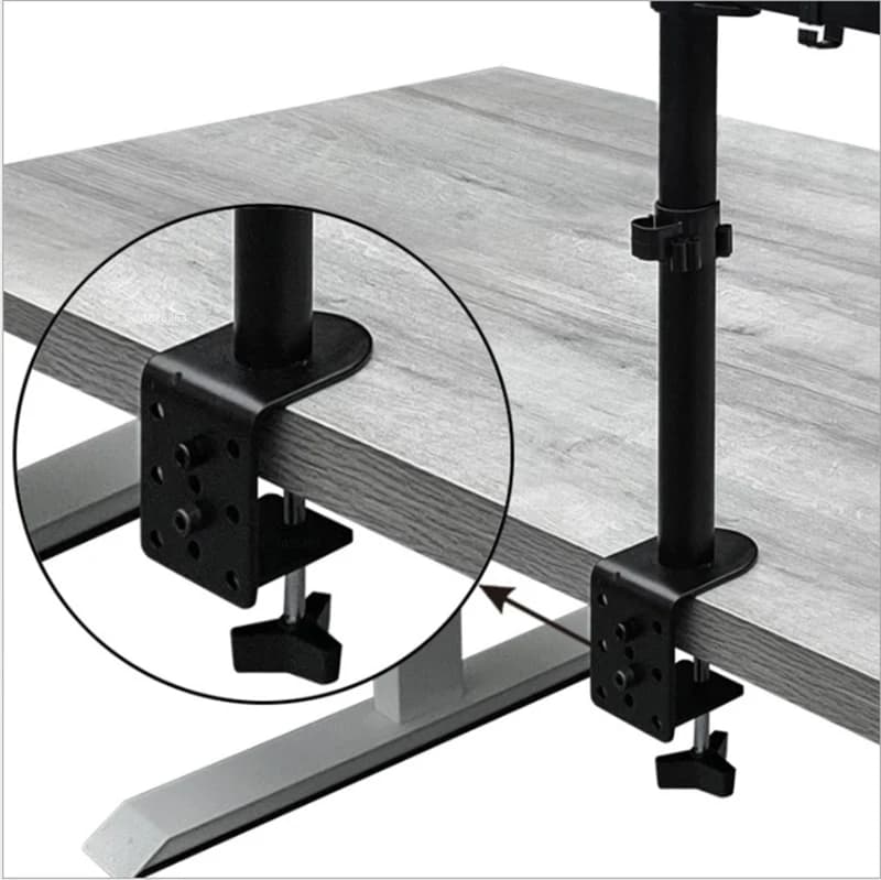 M074 Dual LCD Monitor Desk Mount Fully Adjust Stand with Extra Laptop Tray for Laptop Notebook up to 17" and Screen up to 32" — view 3