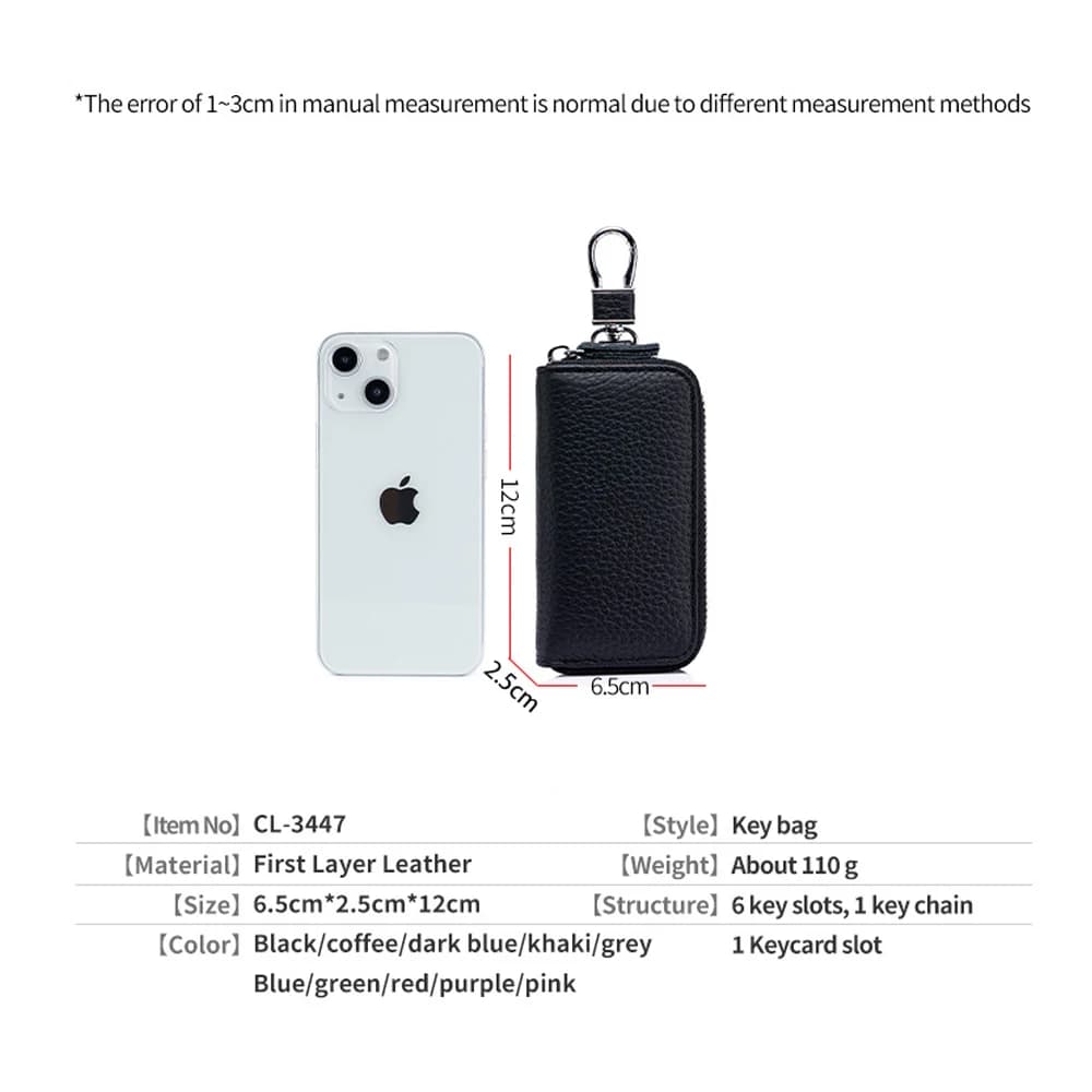 Key Case Multifunctional Zipper Men's Household Key Case Universal Car Keybag Women Leather Organizer Keychain Wallet 10 Color — view 2