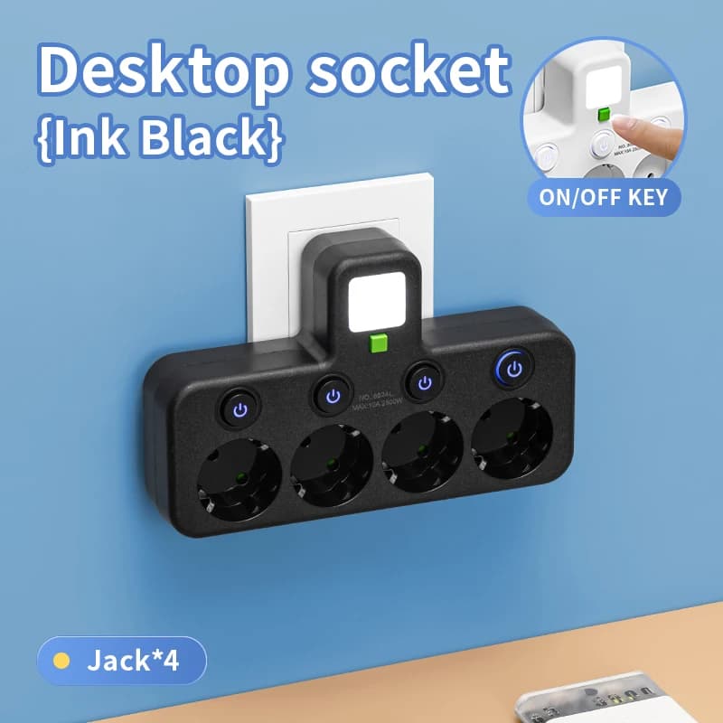 EU Plug Power Strip with 3 AC Outlets Two specifications with or without USB Type-C port Wall Charger for Home Office — view 6