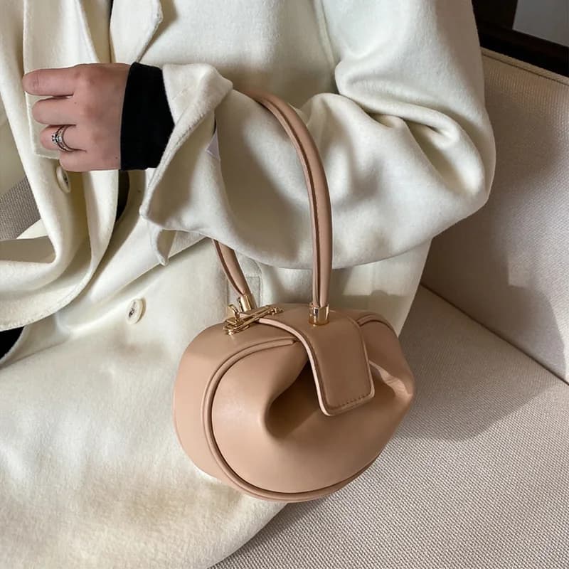 Bowling Spherical Women's Handbag Luxury Brand Designer Hobos Bag Fashion Mini Round Shoulder Bags PU Leather Female Purse — view 5